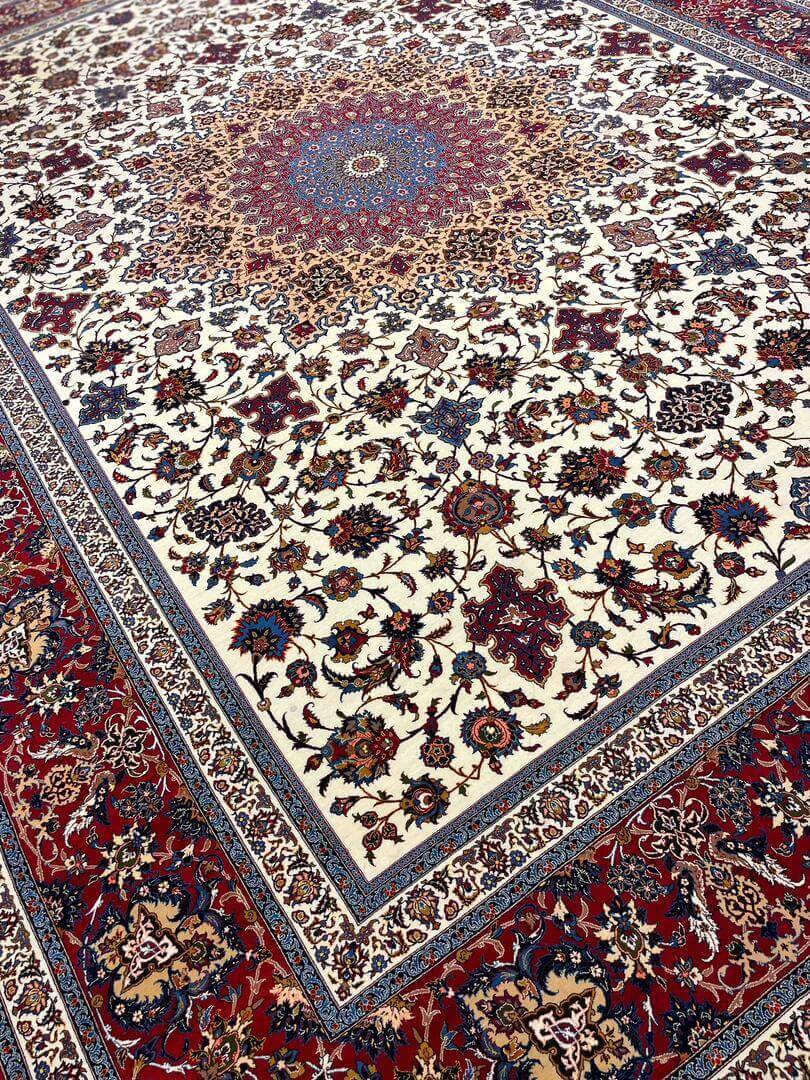 "Exquisite Seirafian rug showcasing traditional Persian artistry with a medallion motif."